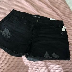 Distressed black shorts